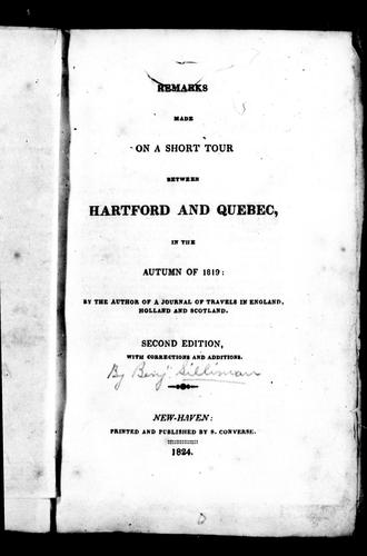 Cover for Remarks made on a short tour between Hartford and Quebec, in the autumn of 1819
