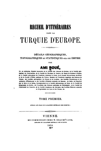 Cover for Recueil d'itinʹeraires dans la Turquie d'Europe: dʹetails gʹeographiques, topographiques et ...