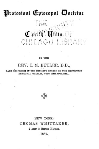 Cover for Protestant Episcopal doctrine and church unity