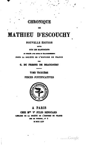 Cover for Chronique de Mathieu d'Escouchy