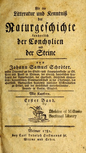 Cover for Für die litteratur und kenntniss der naturgeschichte, sonderlich der conchylien und der steine