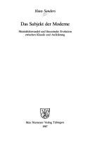 Cover for Das Subjekt der Moderne