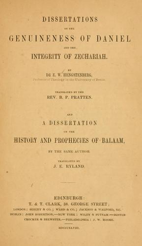 Cover for Dissertations on the genuineness of Daniel and the integrity of Zechariah...