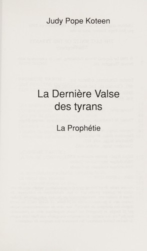 Cover for La derniere valse des tyrans