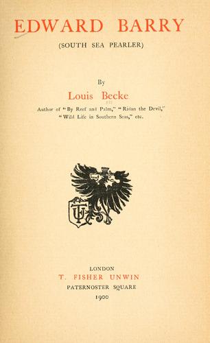 Cover for Edward Barry (South Sea pearler)
