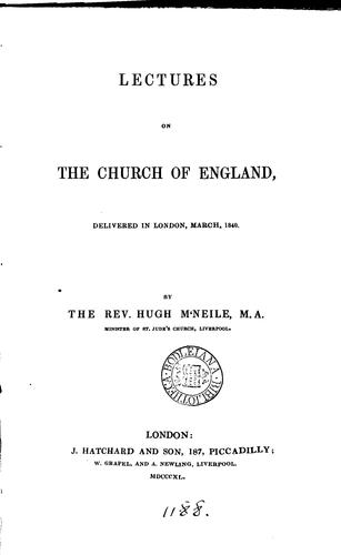Cover for Lectures on the Church of England