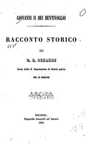Cover for Giovanni II dei Bentivoglio: racconto storico
