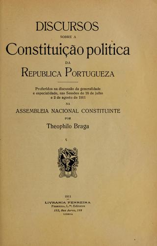 Cover for Discursos sobre a constituição politica da Republica portugueza