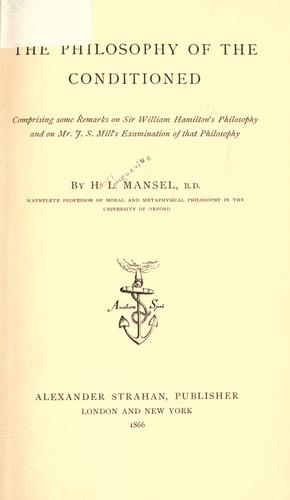 Cover for The philosophy of the conditioned