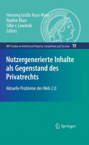 Cover for Nutzergenerierte Inhalte als Gegenstand des Privatrechts