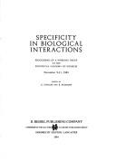 Cover for Specificity in Biological Interactions (Pontificiae Academiae Scientiarum Scripta Varia, 55)