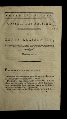 Cover for ... Au Corps le gislatif