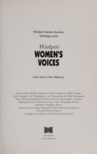 Cover for Walpiri Women's Voice Walpiri Karnta Kranta-Kurl