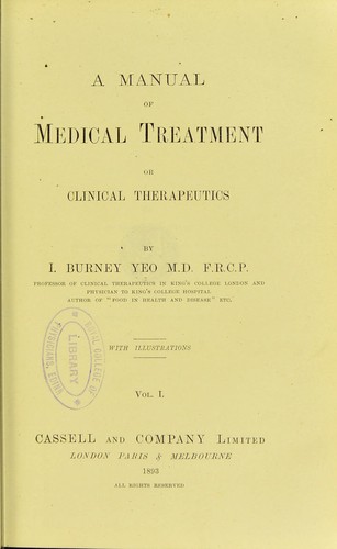 Cover for A manual of medical treatment, or, Clinical therapeutics