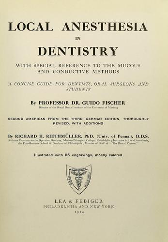 Cover for Local anesthesia in dentistry ...