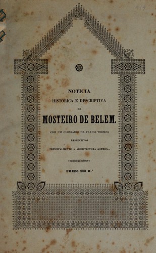 Cover for Notícia histórica e descriptiva do Mosteiro de Belém