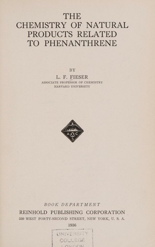 Cover for The chemistry of natural products related to phenanthrene