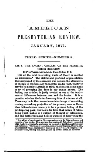 Cover for The American Presbyterian Review