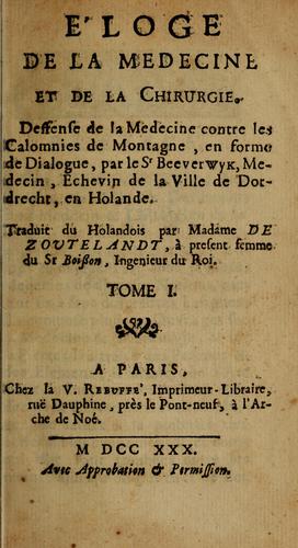 Cover for Éloge de la medecine et de la chirurgie