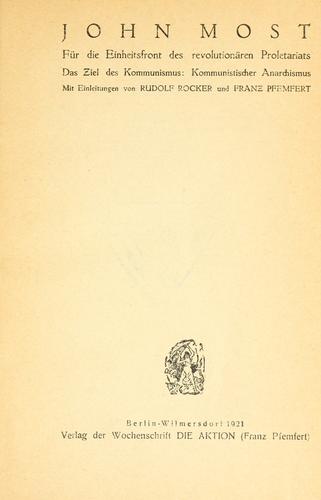 Cover for Kommunistischer Anarchismus