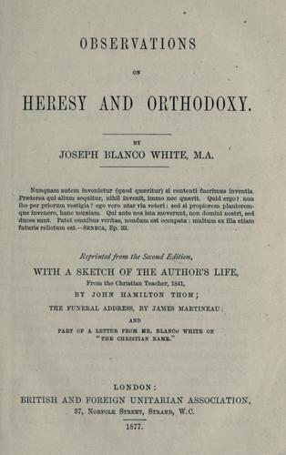 Cover for Observations on heresy and orthodoxy