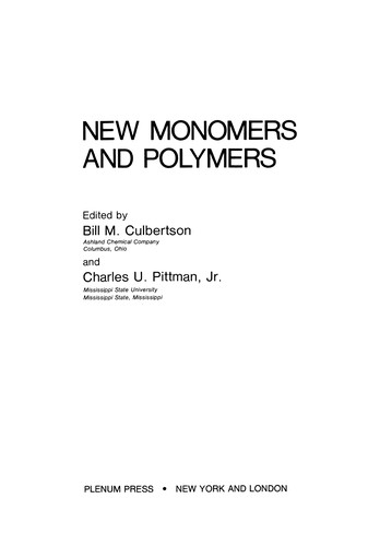 Cover for New Monomers and Polymers