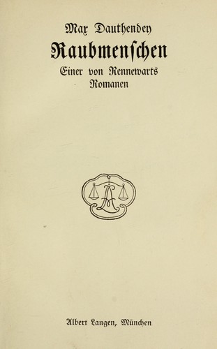 Cover for Raubmenschen