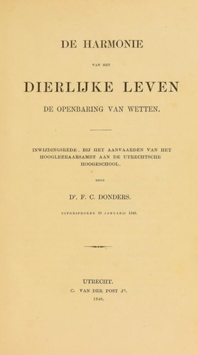 Cover for De harmonie van het dierlijke leven de openbaring van wetten