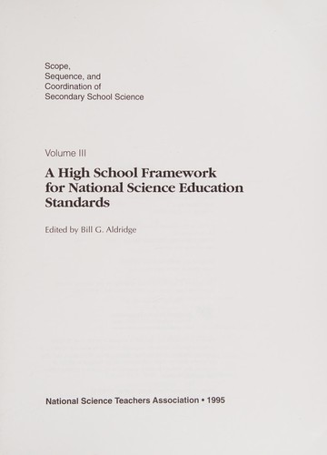 Cover for A high school framework for national science education standards