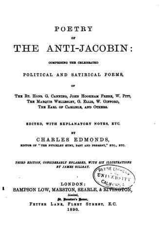 Cover for Poetry of the Anti-Jacobin: Comprising the Celebrated Political and ...