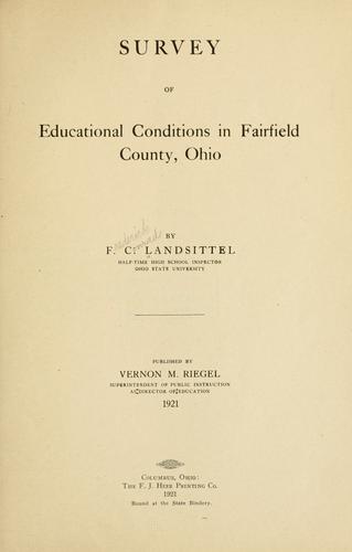 Cover for Survey of educational conditions in Fairfield county, Ohio.