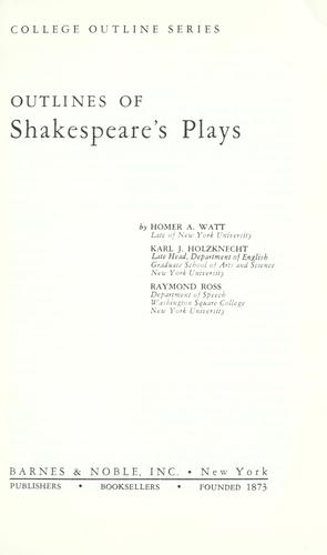 Cover for Outlines of Shakespeare's plays