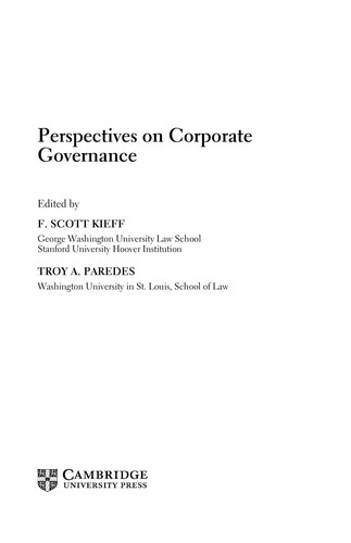 Cover for Perspectives on corporate governance