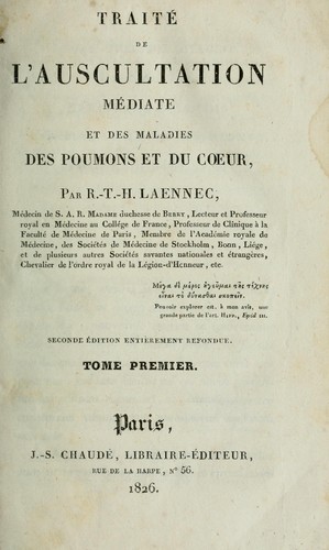 Cover for Traité de l'auscultation médiate