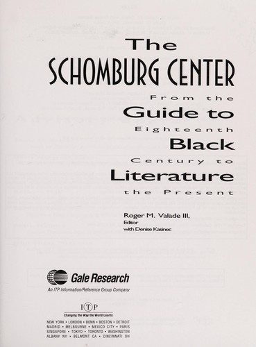 Cover for TheS chomburg Center Guide to black literature