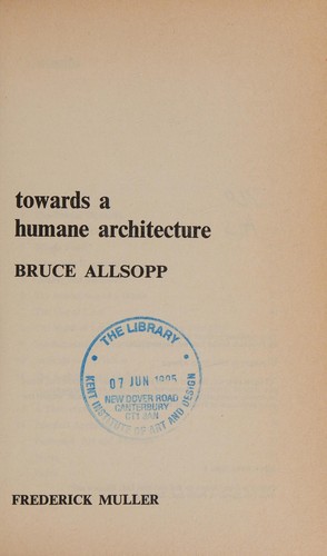Cover for Towards a humane architecture.