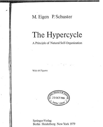 Cover for The hypercycle, a principle of natural self-organization