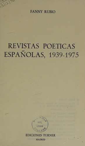 Cover for Revistas poéticas españolas, 1939-1975