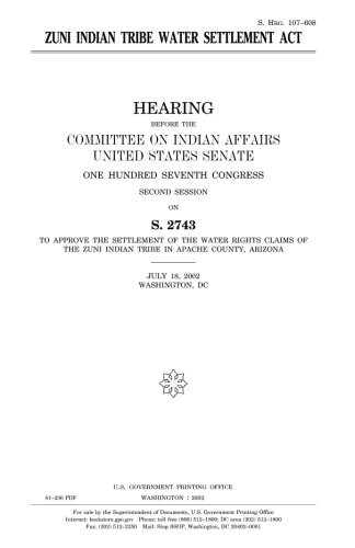 Cover for Zuni Indian Tribe Water Settlement Act