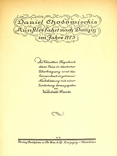 Cover for Daniel Chodowieckis Künstlerfahrt nach Danzig im Jahre 1773