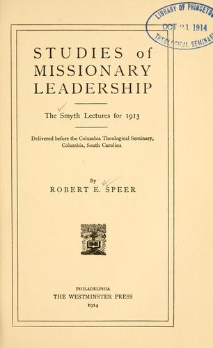 Cover for Studies of missionary leadership.