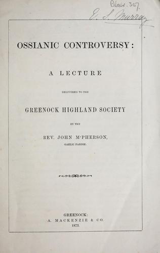 Cover for Ossianic controversy