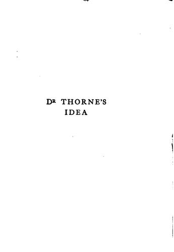 Cover for Dr Thorne's idea.