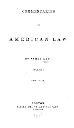 Cover for Commentaries on American law.