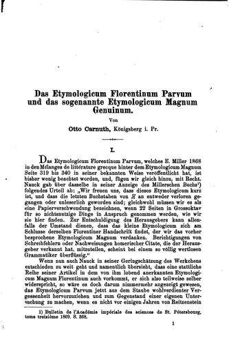 Cover for Das Etymologicum Florentinum Parvum und das sogenannte Etymologicum Magnum Genuinum