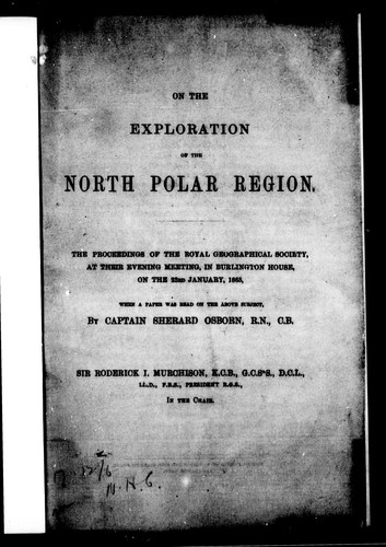 Cover for On the exploration of the North Polar region
