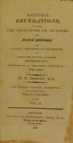 Cover for Rational recreations, in which the principles of numbers and natural philosophy are ... elucidated by a series of ... experiments