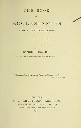 Cover for The book of Ecclesiastes