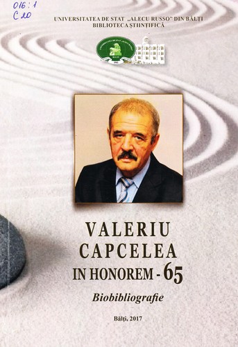 Cover for Valeriu Capcelea : In honorem - 65 : Biobibliografie