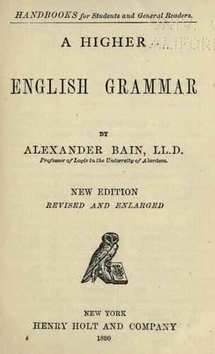 Cover for A higher English grammar